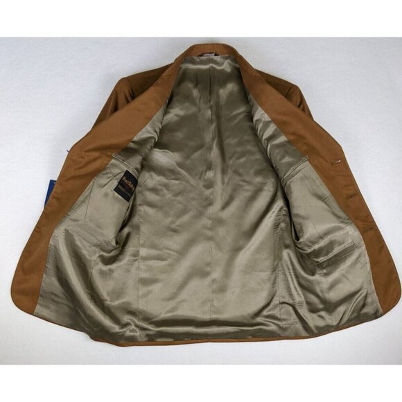 Hunt Valley Men's Blazer Size 39R Tan Brown Microfiber Faux Suede Vintage - Picture 6 of 12